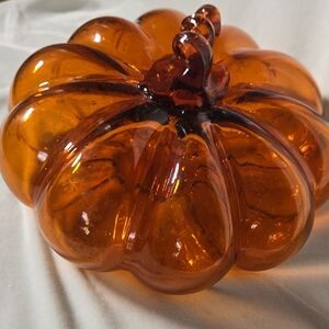 Amber Glass Pumpkin Decor